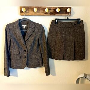 Ann Taylor LOFT Brown Suit Set (Blazer + Skirt)